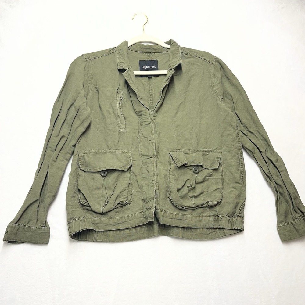 Madewell League Cargo Military Jacket Womens Small Linen Field Gorpcore Outdoor